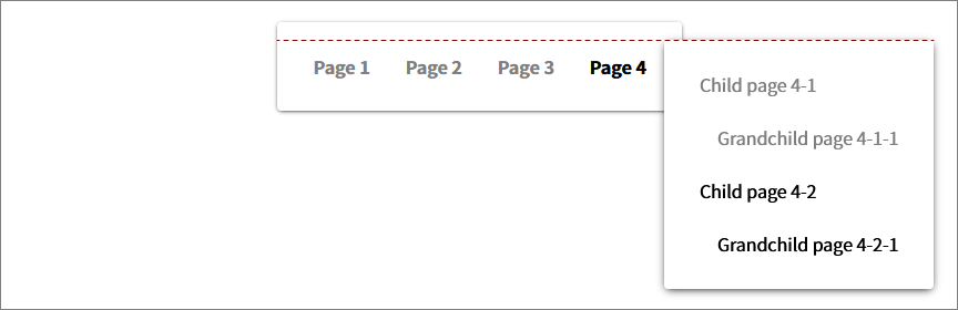 親ページのリンク右側に上揃えでプルダウンメニュー (プルサイドメニュー) が表示される図